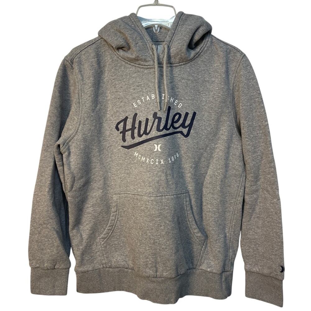 Hurley MCMXCIX 1999 Men’s Hoodie with Kangaroo Pocket Color Grey Size M